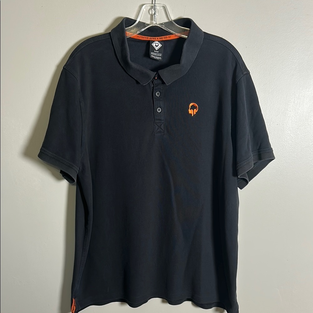 Rei Co-Op X Outdoor Afro Polo Short Sleeve Shirt Black Men’s Sz XL